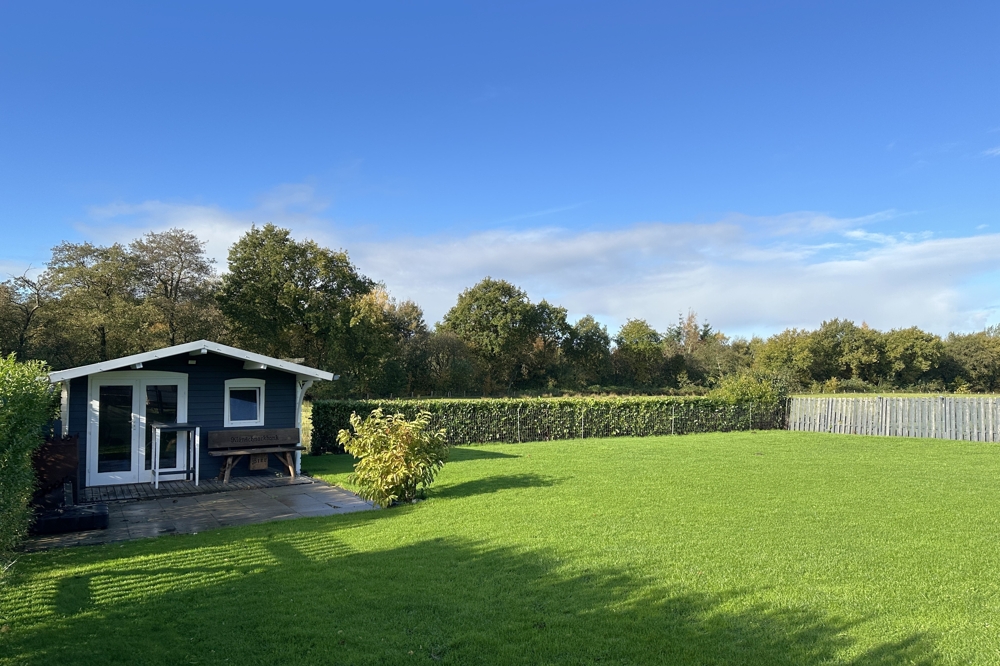 Ansicht Garten mit Gartenhaus